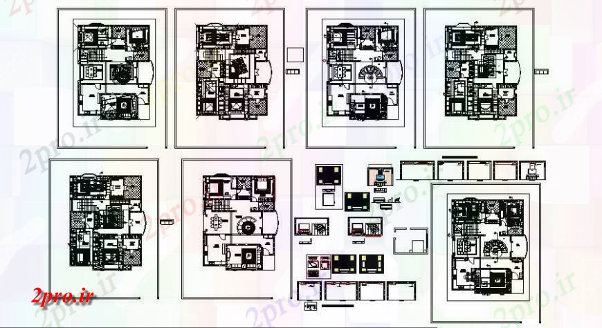 دانلود نقشه مسکونی ، ویلایی ، آپارتمان طرحی کار آپارتمان ساختمان دو بعدی 11 در 14 متر (کد123719)