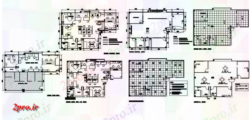 دانلود نقشه جزئیات و فضای داخلی شرکت طرحی دفتر کار جزئیات دو بعدی 23 در 36 متر (کد123723)