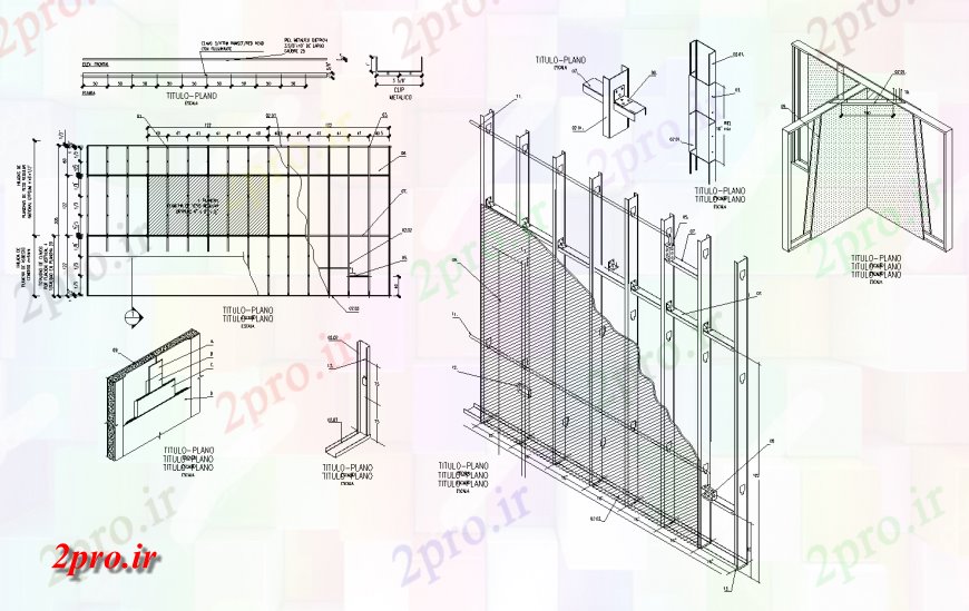 دانلود نقشه طراحی جزئیات ساختار برنامه و مقطعی از بخش زاویه دید دو بعدی   (کد123728)