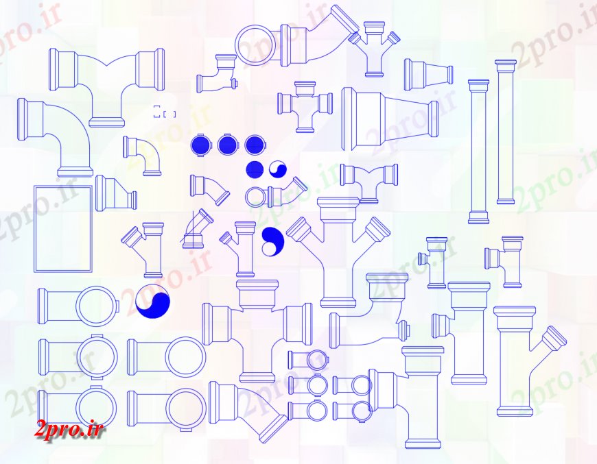 دانلود نقشه جزئیات لوله کشی لوله کشی لوله های مختلف لوستر  دو بعدی   (کد123737)