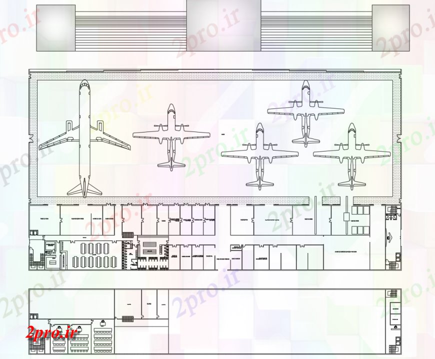 دانلود نقشه فرودگاه ترمینال طرحی ساخت و ساز ساختمان دو بعدی   (کد123752)