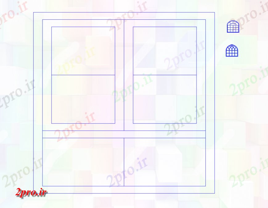 دانلود نقشه جزئیات طراحی در و پنجره   دو بعدی  مربع پنجره شکل جزئیات قاب  نما اتوکد (کد123789)