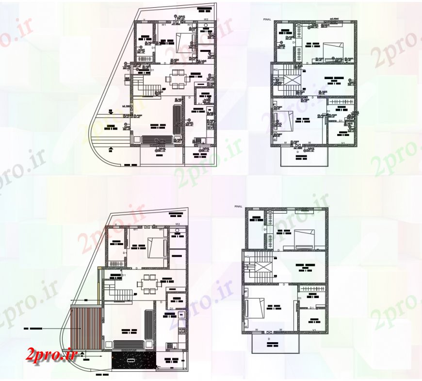 دانلود نقشه مسکونی ، ویلایی ، آپارتمان طرحی ساخت و ساز خانه دو بعدی چیدمان اتوکد 7 در 11 متر (کد123799)