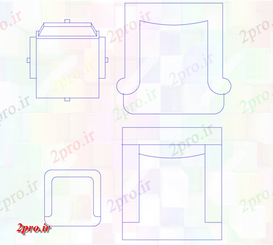 دانلود نقشه میز و صندلی نما بلوک واحد صندلی  مبلمان اتوکد (کد123839)