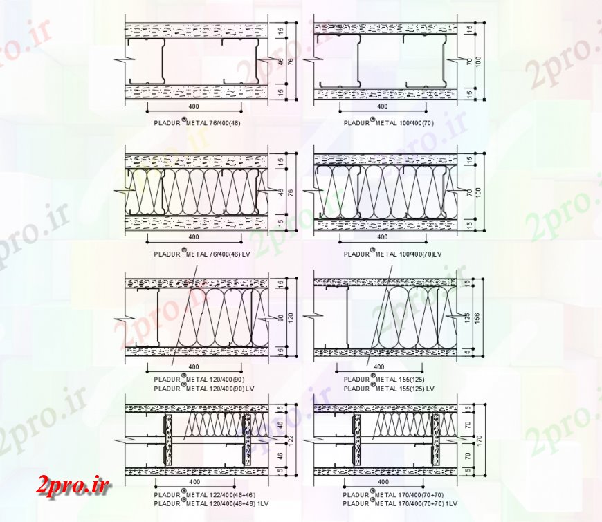 دانلود نقشه جزئیات ساخت و ساز واحد ساخت و ساز جزئیات بخش  دو بعدی   چیدمان اتوکد (کد123850)