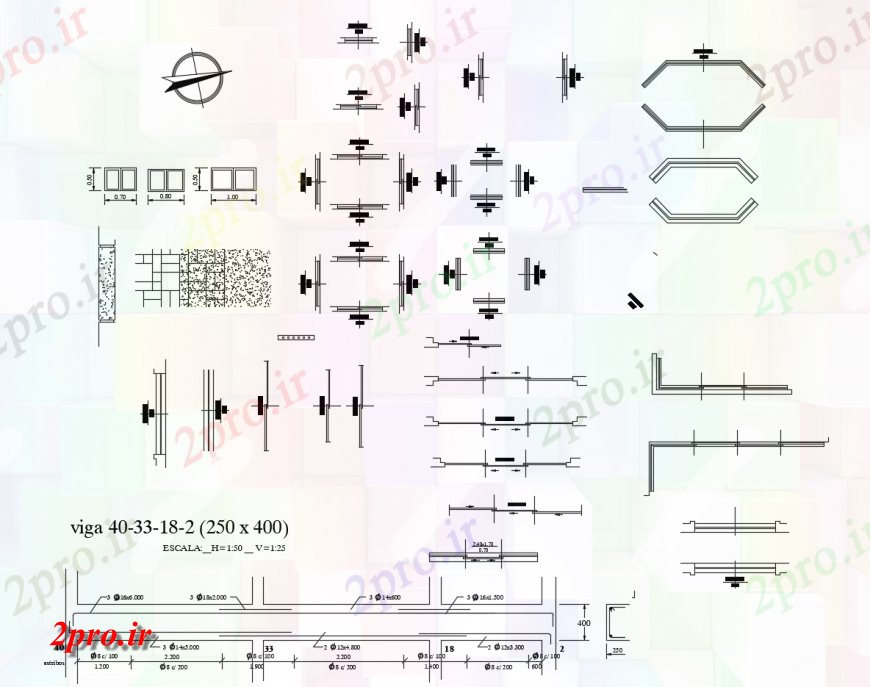 دانلود نقشه طراحی جزئیات تقویت کننده جزئیات اتصالات در واحد ساخت و ساز به  (کد123862)