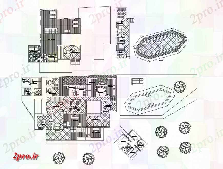 دانلود نقشه مسکونی ، ویلایی ، آپارتمان خانه مسکونی جزئیات دو بعدی کار 19 در 28 متر (کد123881)