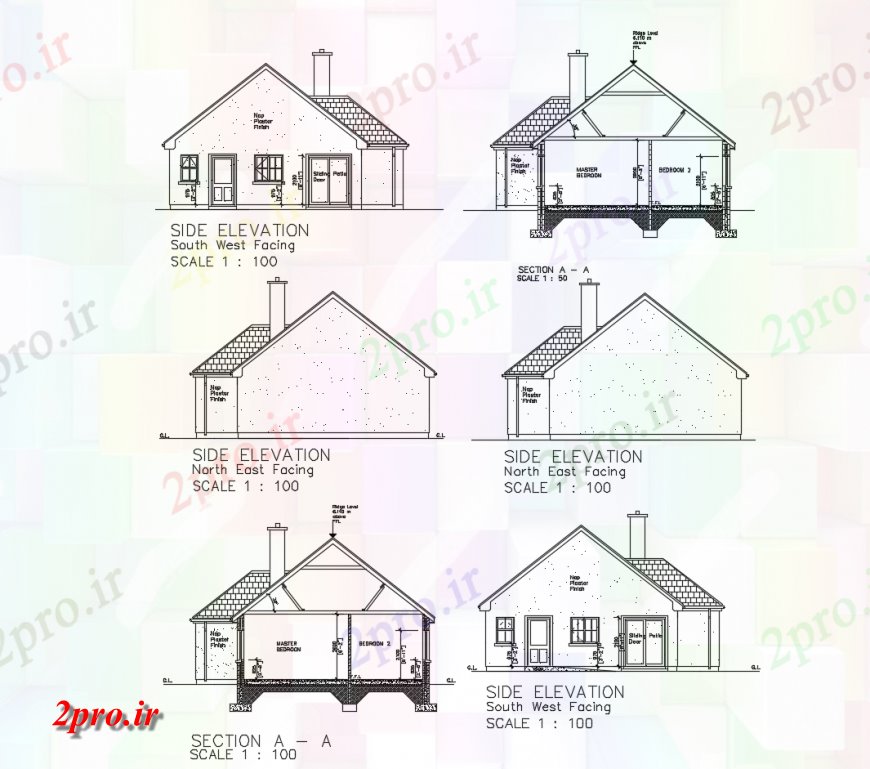 دانلود نقشه مسکونی  ، ویلایی ، آپارتمان  نما و مقطعی از بلوک مسکن  (کد123889)