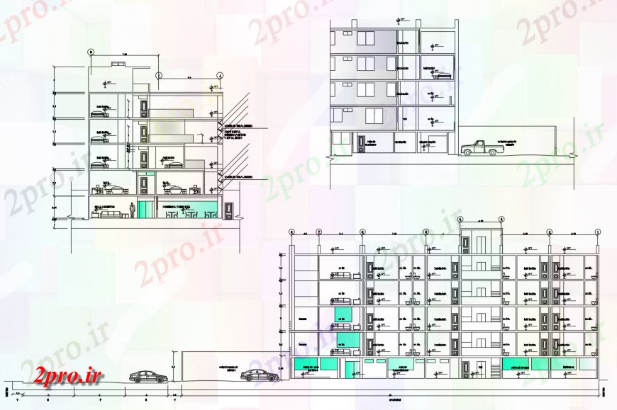 دانلود نقشه مسکونی  ، ویلایی ، آپارتمان  جزئیات بخشی از آپارتمان    دو بعدی   (کد123893)