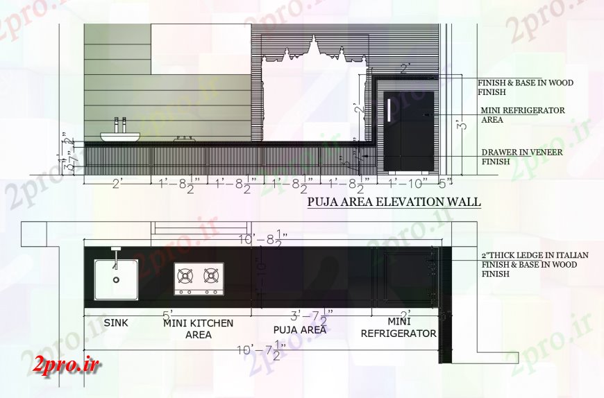 دانلود نقشه جزئیات طراحی ساخت آشپزخانه طرحی آشپزخانه و نما  بلوک (کد123909)