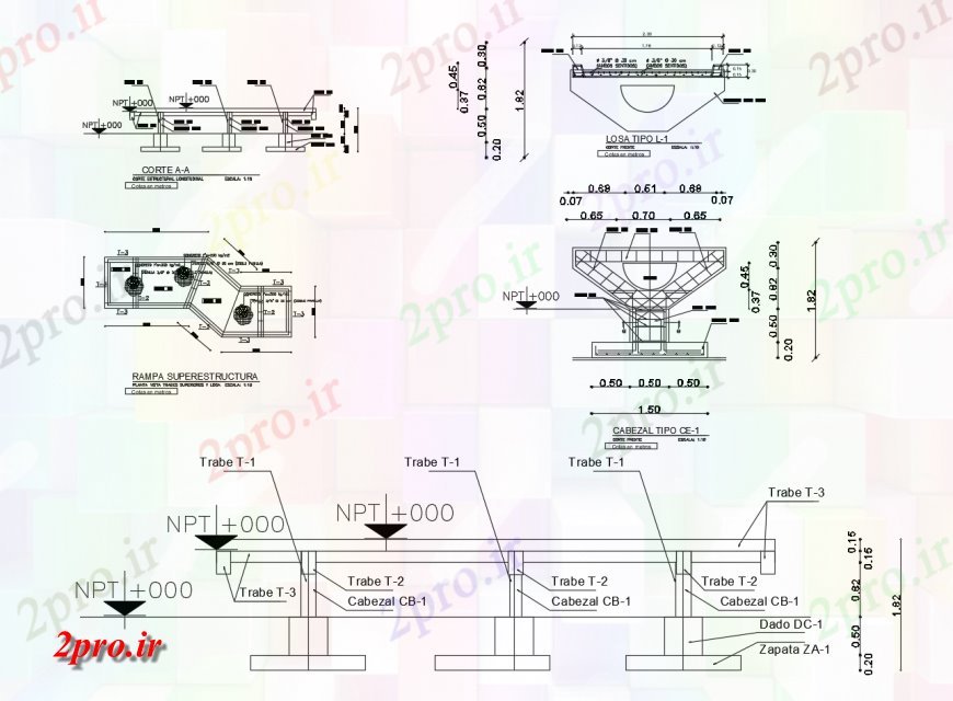 دانلود نقشه جزئیات ساخت پل ساخت و ساز پل بلوک ساختاری  (کد123911)