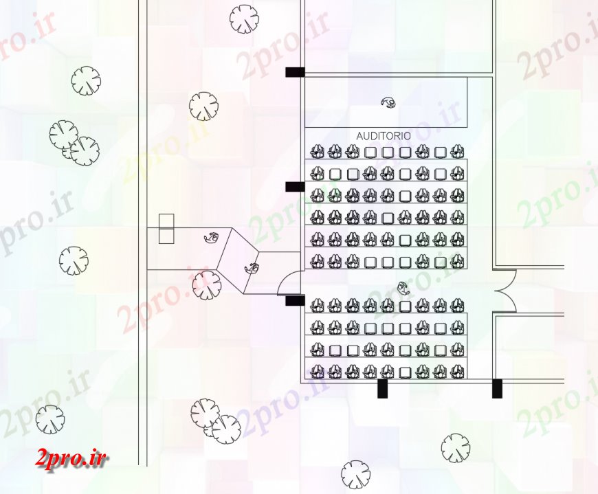 دانلود نقشه تئاتر چند منظوره - سینما - سالن کنفرانس - سالن همایشطرحی اتاق ساختمان سالن دو بعدی 8 در 15 متر (کد123913)