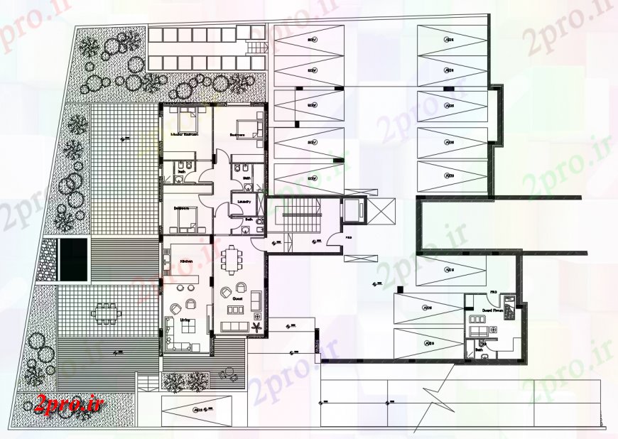 دانلود نقشه مسکونی ، ویلایی ، آپارتمان خانه طراحی جزئیات دو بعدی 18 در 27 متر (کد123924)