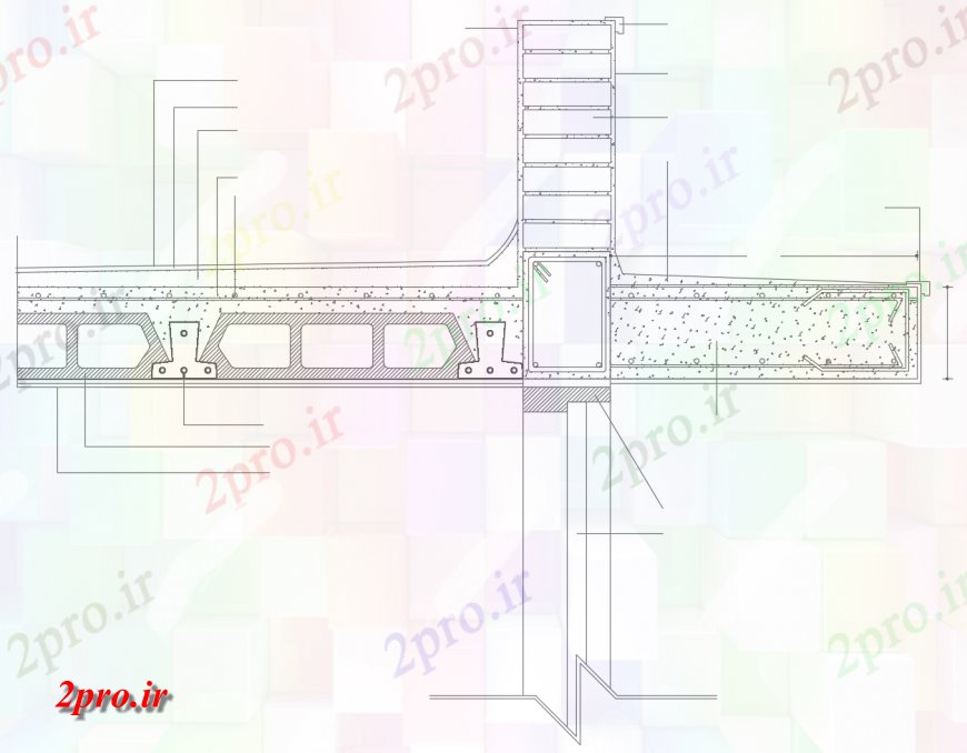 دانلود نقشه جزئیات ساخت و ساز ساختار RCC بخش برش از دیدگاه واحد ساخت و ساز  (کد123934)