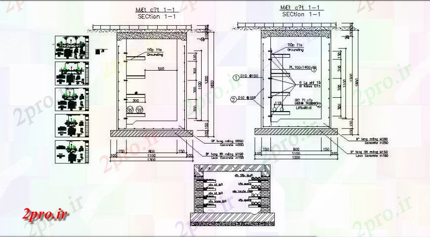 دانلود نقشه جزئیات پله و راه پله  جزئیات اتاق های بتنی  طرحی  (کد124033)