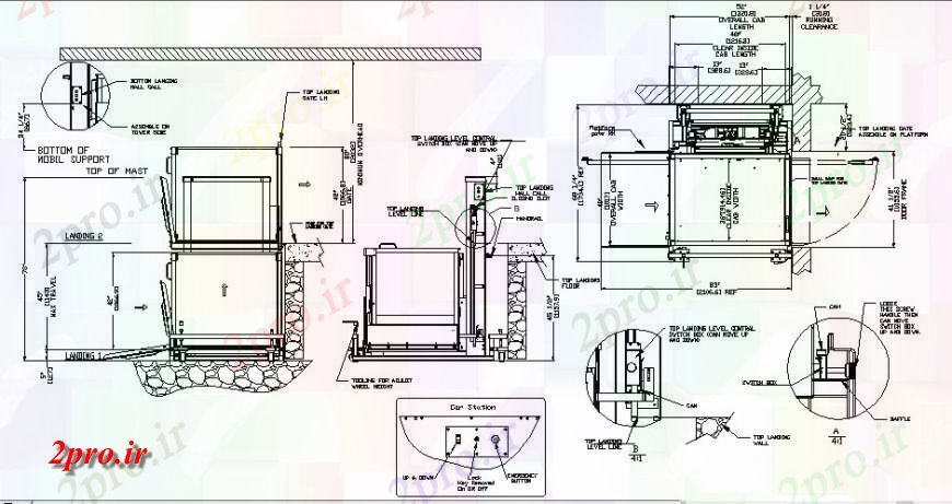 دانلود نقشه  جزئیات آسانسور و    دو بعدی  بلوک    واحد مکانیکی  بلوک (کد124046)