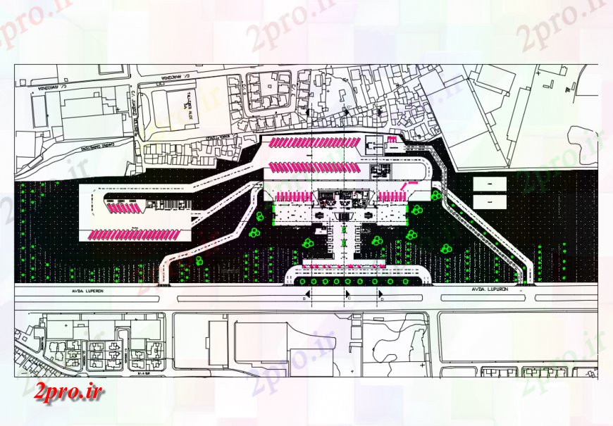 دانلود نقشه ساختمان دولتی ، سازمانی میانشهری اتوبوس ترمینال، با هتل و خرید طرحی مرکز جزئیات 10 در 19 متر (کد124073)