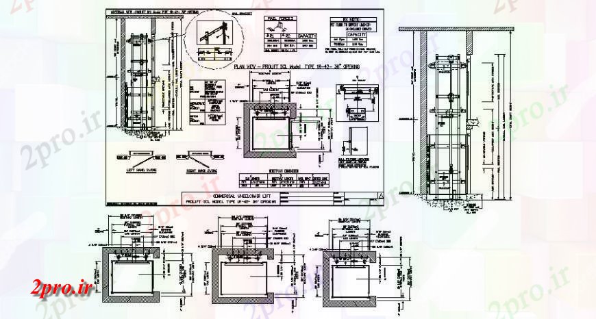 دانلود نقشه  جزئیات آسانسور و    دو بعدی  بلوک  واحد مکانیکی  (کد124091)