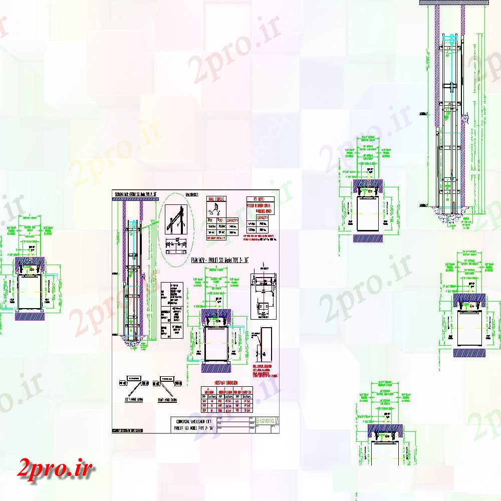 دانلود نقشه  جزئیات آسانسور و    بلوک  واحد مکانیکی  طرحی  (کد124092)