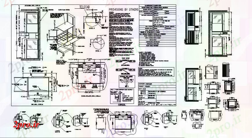 دانلود نقشه  جزئیات آسانسور و     بلوک   طرحی قطعه مکانیکی اتوکد (کد124094)
