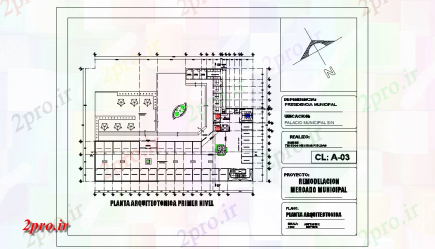 دانلود نقشه ساختمان اداری - تجاری - صنعتی سطح معماری طرحی جزئیات سطح اول 50 در 70 متر (کد124105)