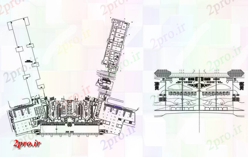 دانلود نقشه فرودگاه  طراحی نظر جزئیات از ساختمان ترمینال  (کد124159)
