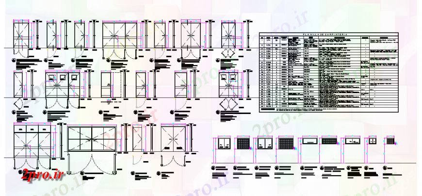 دانلود نقشه جزئیات طراحی در و پنجره  اتاق بیمارستان و درب جزئیات پذیرش (کد124251)