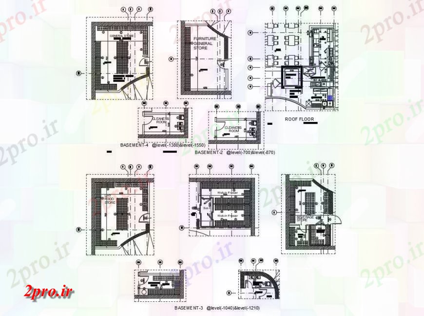 دانلود نقشه جزئیات فضای داخلی ناهار خوری  ساختمان رستوران  دو بعدی   جزئیات طراحی  (کد124264)