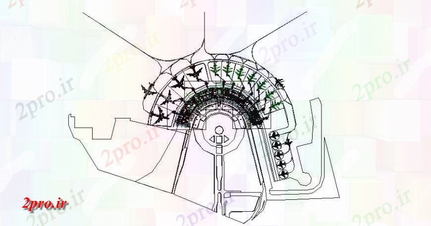 دانلود نقشه فرودگاه نیمه دایره فرودگاه طراحی جزئیات  (کد124267)