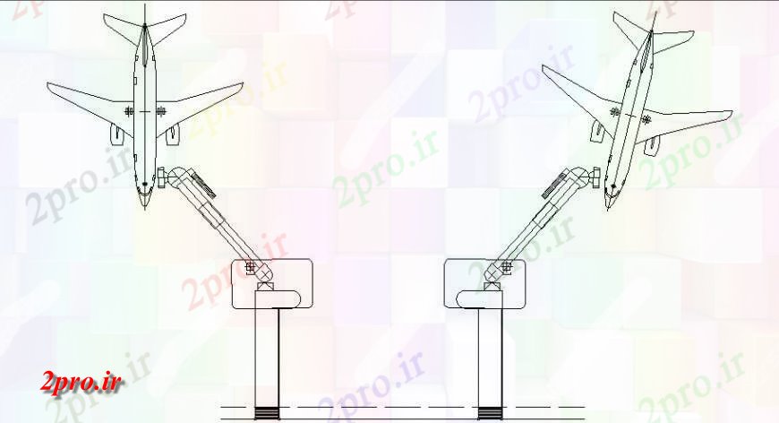 دانلود نقشه فرودگاه هواپیما پارکینگ طراحی نمای بالا  (کد124273)