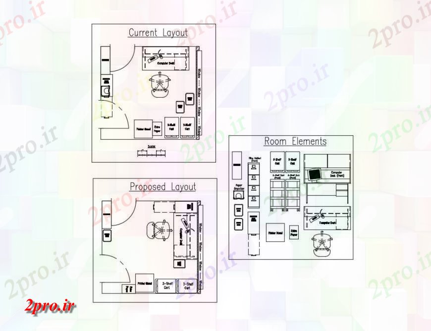 دانلود نقشه جزئیات و فضای داخلی شرکت  طراحی از جزئیات ساختمان اداری  دو بعدی   (کد124294)
