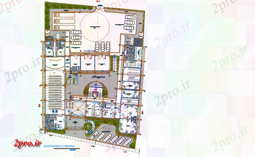 دانلود نقشه معماری معروف ادغام حیاط دراز کردن طراحی 37 در 39 متر (کد124315)