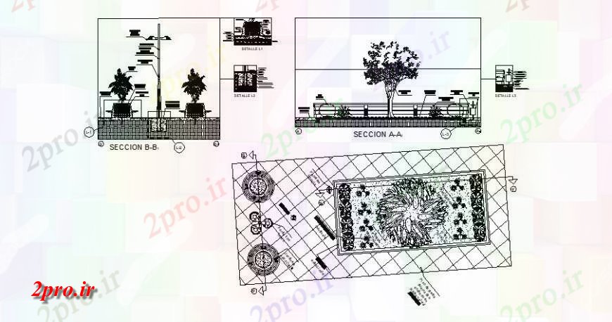 دانلود نقشه باغ طرحی باغ  و بخش طراحی  اتوکد (کد124332)