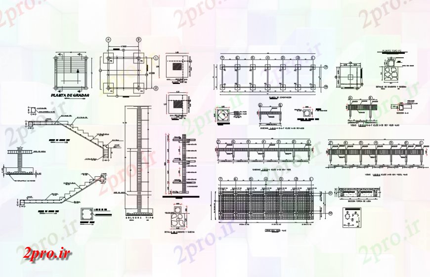 دانلود نقشه جزئیات ساخت و ساز راه پله، پایه و اساس و  ساخت و ساز طراحی جزئیات (کد124368)