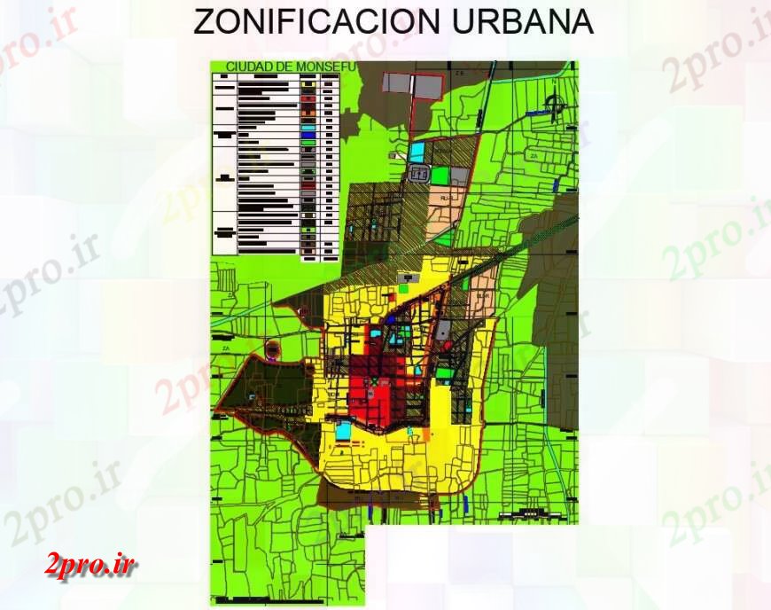 دانلود نقشه برنامه ریزی شهری جزئیات ناحیه ای از یک  دو بعدی   طرحی منطقه شهری  (کد124388)
