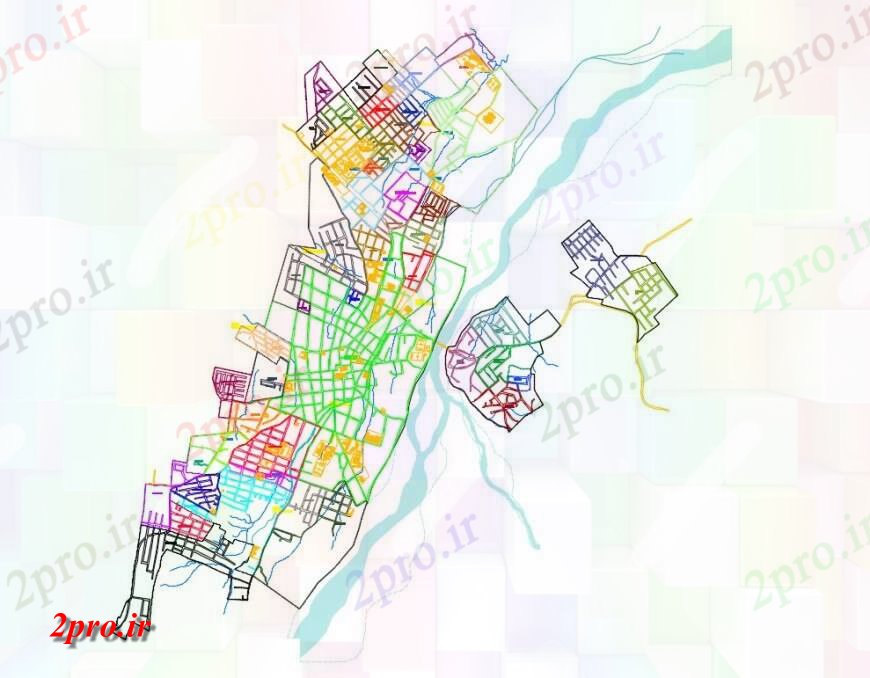 دانلود نقشه برنامه ریزی شهری طرحی خط جزئیات از نظر دو بعدی   طرحی منطقه شهری اتوکد (کد124391)