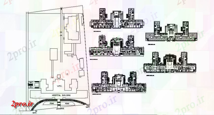 دانلود نقشه معماری معروف کلینیک پلی Vivekana و علوم پزشکی طراحی جزئیات موسسه اتوکد 55 در 152 متر (کد124412)