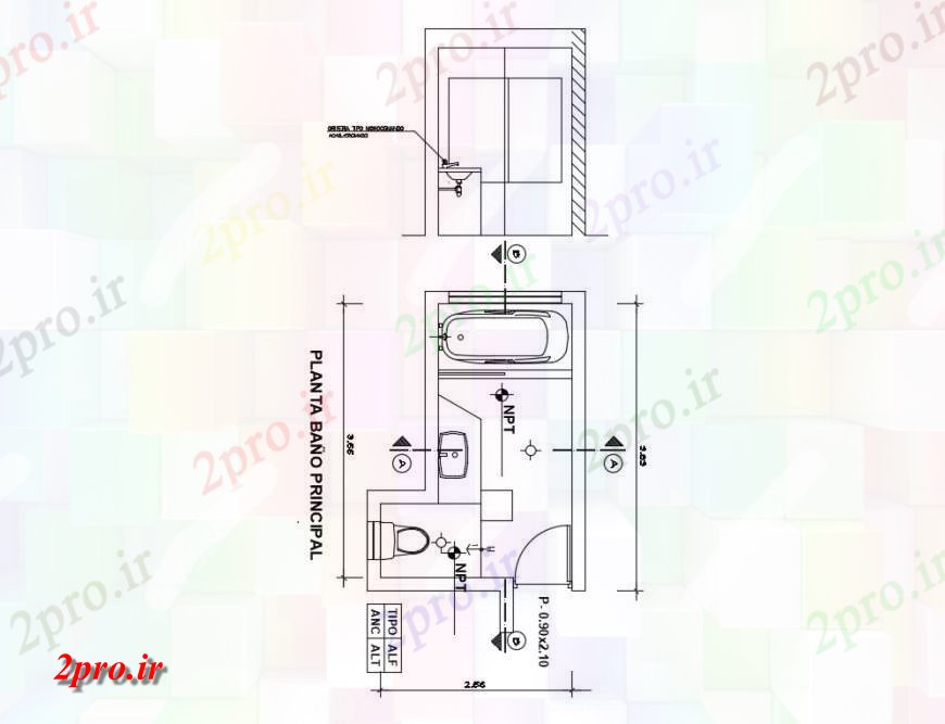 دانلود نقشه حمام مستر طرحی جزئیات و جزئیات مقطعی از حمام  بلوک بهداشتی  (کد124446)