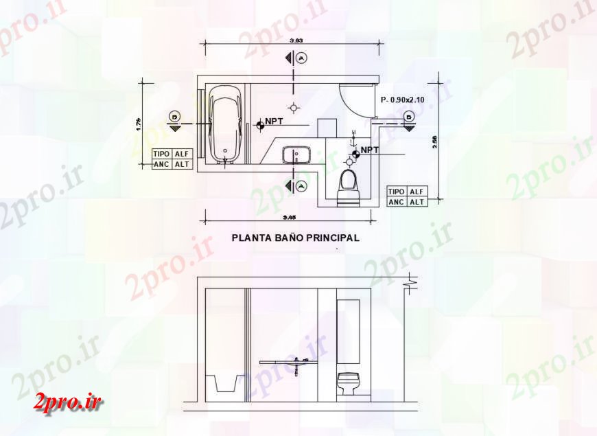 دانلود نقشه حمام مستر طرحی حمام بهداشتی و بخش جزئیات  دو بعدی   طرحی  (کد124447)