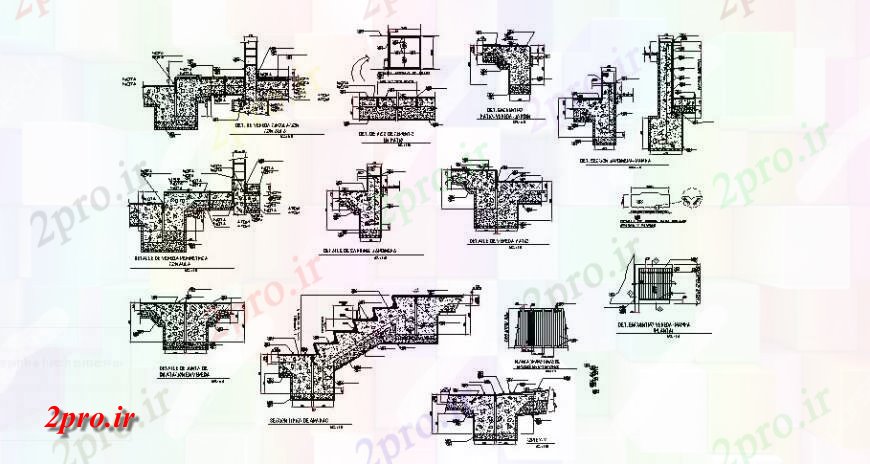 دانلود نقشه جزئیات پله و راه پله   پلههای بتنی جزئیات  (کد124506)