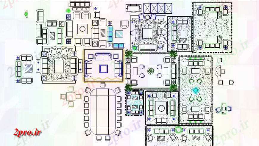 دانلود نقشه طراحی و مبلمان اتاقدیگر مبلمان اتاق نشیمن بلوک  (کد124525)