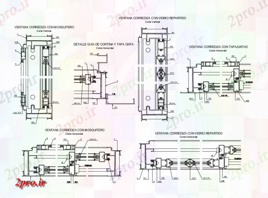 دانلود نقشه جزئیات طراحی در و پنجره  پنجره کشویی  نصب و راه اندازی طراحی جزئیات  (کد124569)