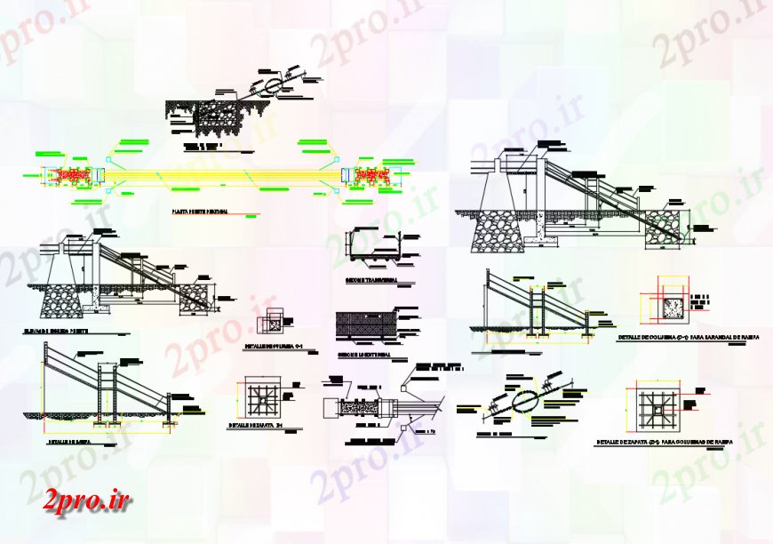 دانلود نقشه جزئیات ساخت پل جزئیات بخش سازنده از  پل هوایی طراحی جزئیات  (کد124571)