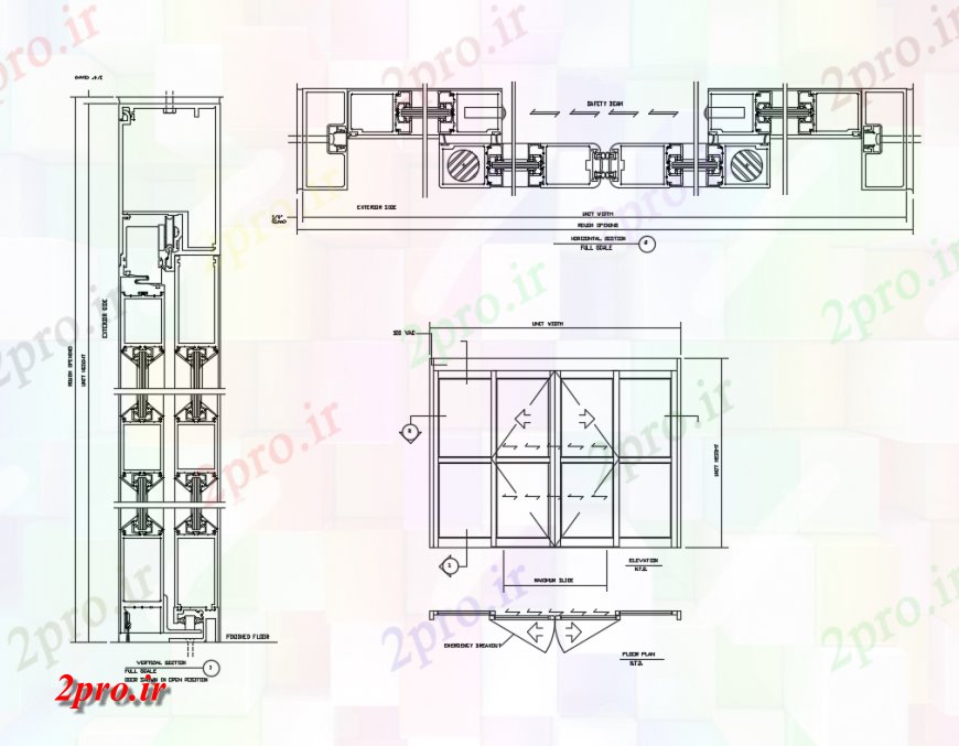 دانلود نقشه جزئیات طراحی در و پنجره  نما پنجره و نصب و راه اندازی (کد124578)