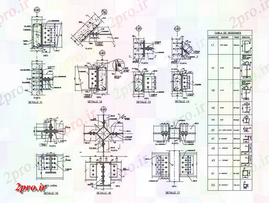 دانلود نقشه جزئیات ستون بلوک ساخت و ساز جزئیات از ستون و پرتو ساختار طرحی 31 در 39 متر (کد124599)