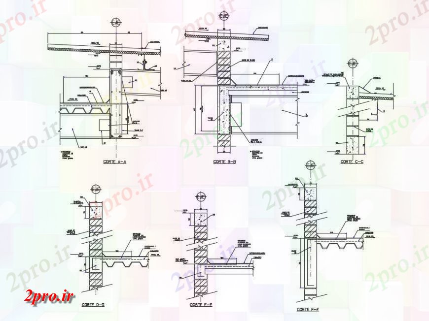 دانلود نقشه جزئیات ساخت و ساز جزئیات بخشی از ستون  بلوک ساخت و ساز (کد124601)