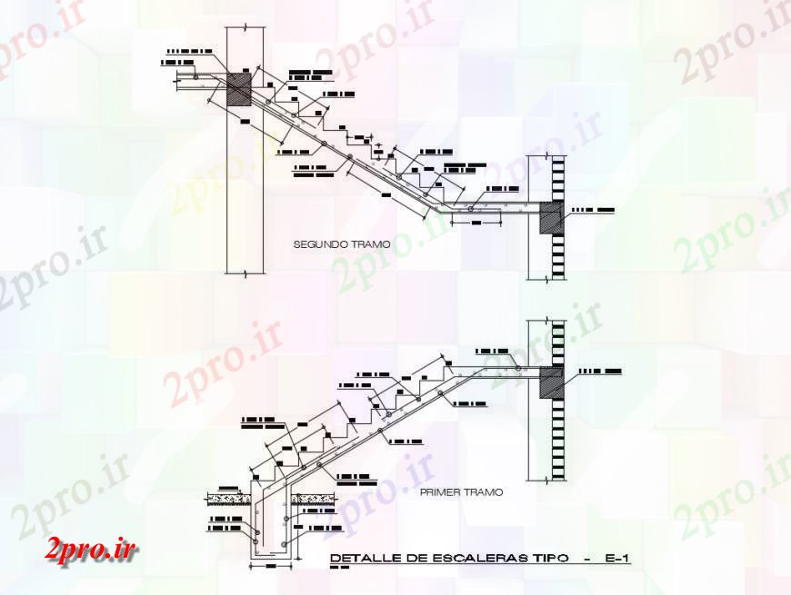 دانلود نقشه جزئیات پله و راه پله   راه پله جزئیات ساخت و ساز  طرحی بلوک ساختاری  (کد124611)