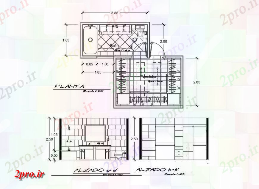 دانلود نقشه حمام مستر برنامه و جزئیات مقطعی از سرویس بهداشتی  چیدمان حمام اتوکد (کد124641)