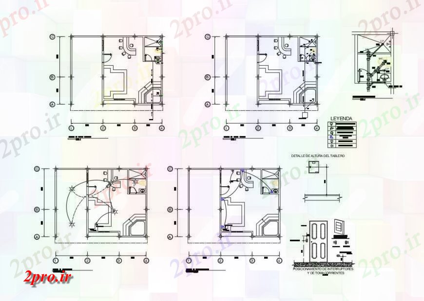 دانلود نقشه طراحی داخلی   از یک ساختمان با نصب و راه اندازی الکتریکی  جزئیات (کد124685)