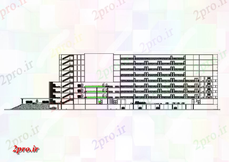دانلود نقشه ساختمان مرتفعنما بلند بلوک ساختمان طرحی   بلوک (کد124704)